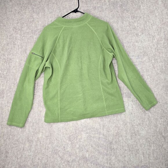 L.L.Bean Sage Green Fleece Quarter Zip Pullover Soft Textured Outdoor Layering P - Picture 2 of 5